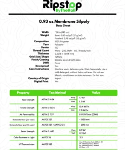 Ripstop By The Roll MEMBRANE Silpoly - Premium Waterproof Fabric for Tarps & Shelters 38 Ripstop By The Roll MEMBRANE Silpoly