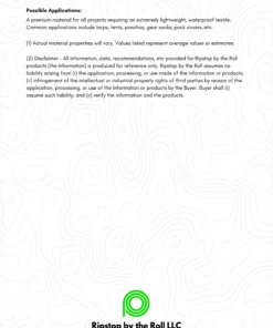 Ripstop By The Roll MEMBRANE Silpoly - Premium Waterproof Fabric for Tarps & Shelters 39 Ripstop By The Roll MEMBRANE Silpoly