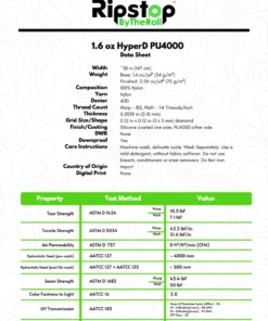 Ripstop By The Roll 1.6 Oz HyperD™ PU4000 - Full Roll